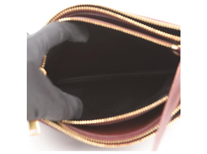Céline Borsa a tracolla Trio in pelle bordeaux - vista 12