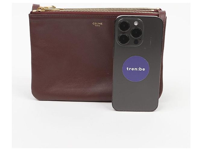 Céline Borsa a tracolla Trio in pelle bordeaux - vista 13
