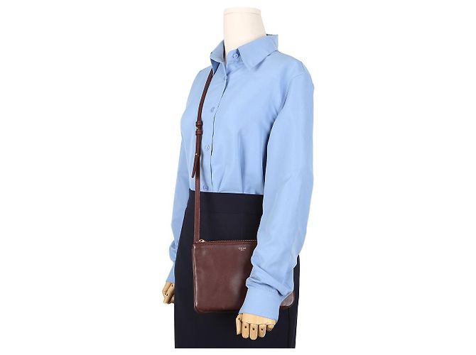 Céline Borsa a tracolla Trio in pelle bordeaux - vista 14