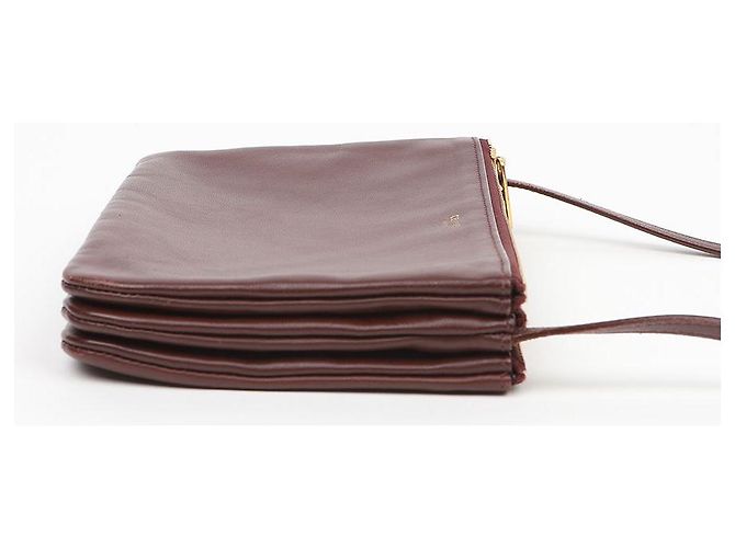Céline Borsa a tracolla Trio in pelle bordeaux - vista 6