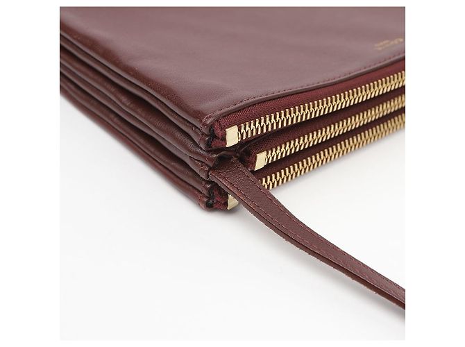 Céline Borsa a tracolla Trio in pelle bordeaux - vista 7