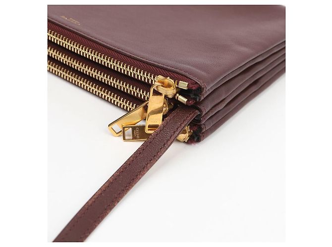 Céline Borsa a tracolla Trio in pelle bordeaux - vista 8