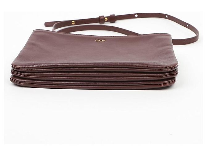 Céline Borsa a tracolla Trio in pelle bordeaux - vista 9