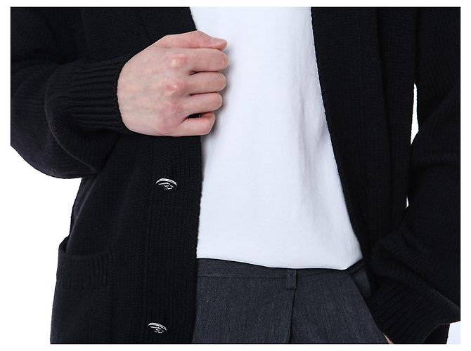 Balmain Wool V-Neck Cardigan with Silver Buttons - view 8
