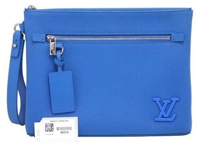 Louis Vuitton Clutch Takeoff in pelle Aerogram Bright Blue - vista 2