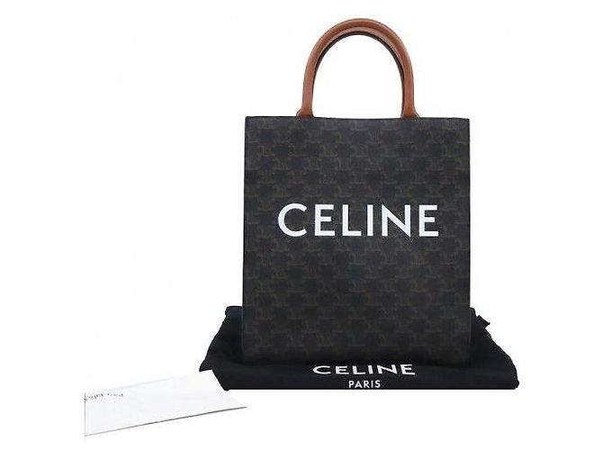 Céline Canvas Brown Calfskin Cabas Small Vertical - Ansicht 2
