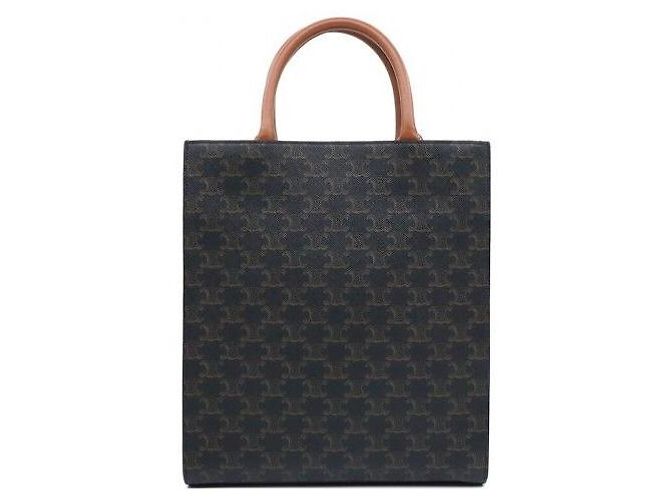 Céline Canvas Brown Calfskin Cabas Small Vertical - Ansicht 4