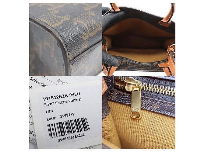 Céline Canvas Brown Calfskin Cabas Small Vertical - Ansicht 7