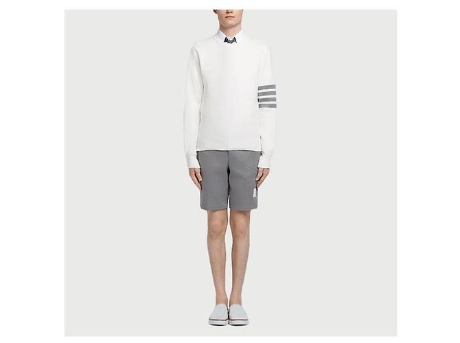 Thom Browne 4 Bar Rundhals Strickpullover Weiß - Ansicht 5