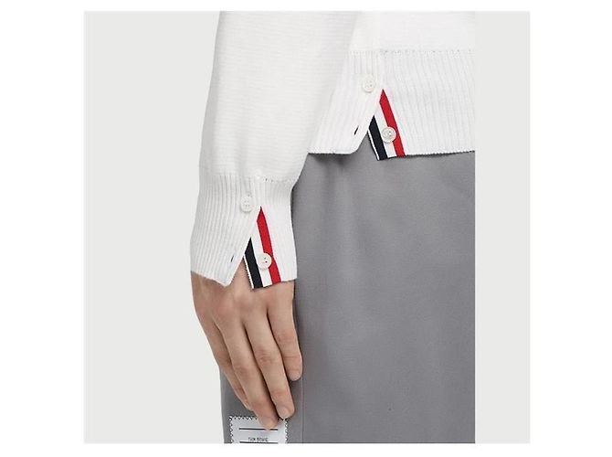 Thom Browne 4 Bar Rundhals Strickpullover Weiß - Ansicht 6