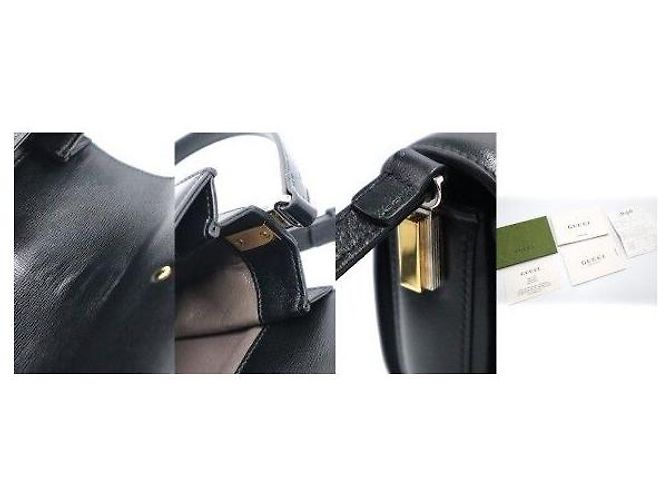 Gucci Mini borsa a tracolla in pelle nera e oro - vista 10