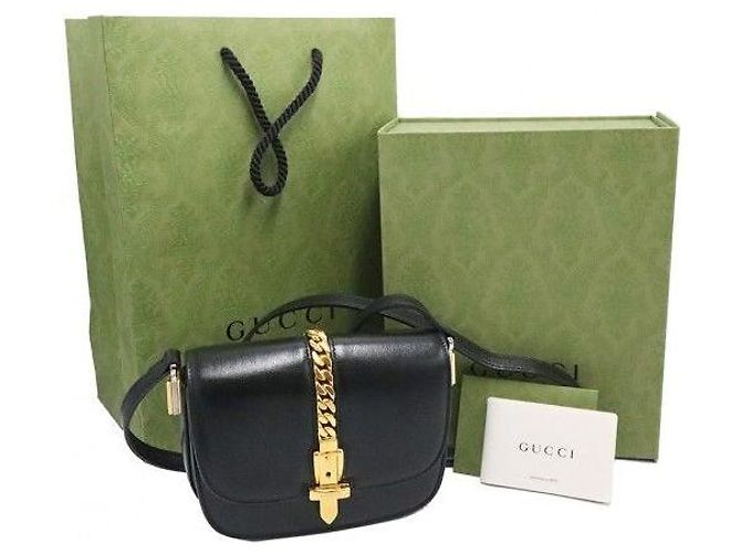 Gucci Mini borsa a tracolla in pelle nera e oro - vista 2