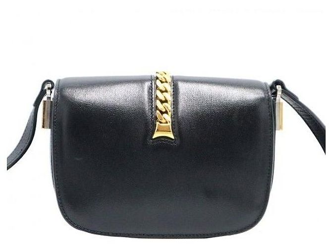 Gucci Mini borsa a tracolla in pelle nera e oro - vista 4