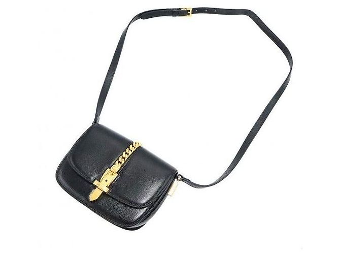 Gucci Mini borsa a tracolla in pelle nera e oro - vista 7