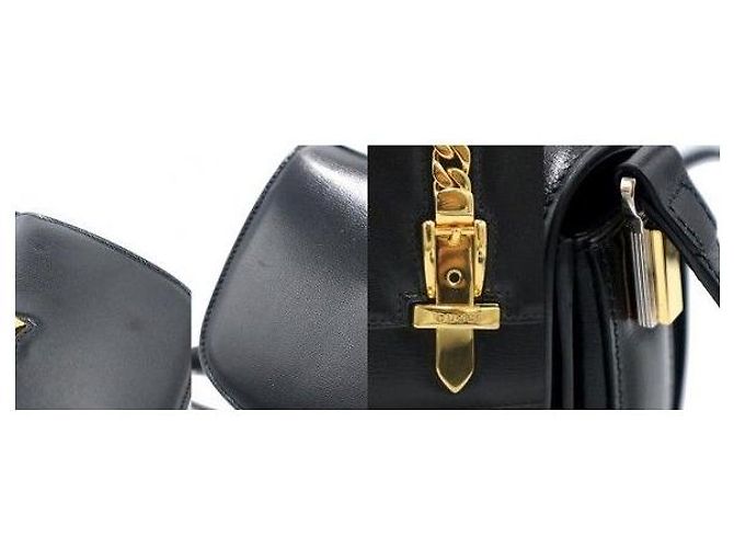 Gucci Mini borsa a tracolla in pelle nera e oro - vista 8