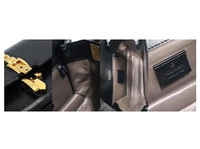 Gucci Mini borsa a tracolla in pelle nera e oro - vista 9