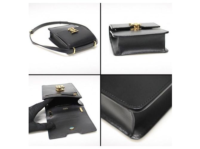 Burberry Mini borsa a tracolla Robin in pelle di vitello liscia nera e oro - vista 6