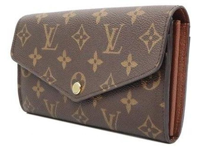 Louis Vuitton Portafoglio Sarah in pelle marrone e Monogram Canvas - vista 2