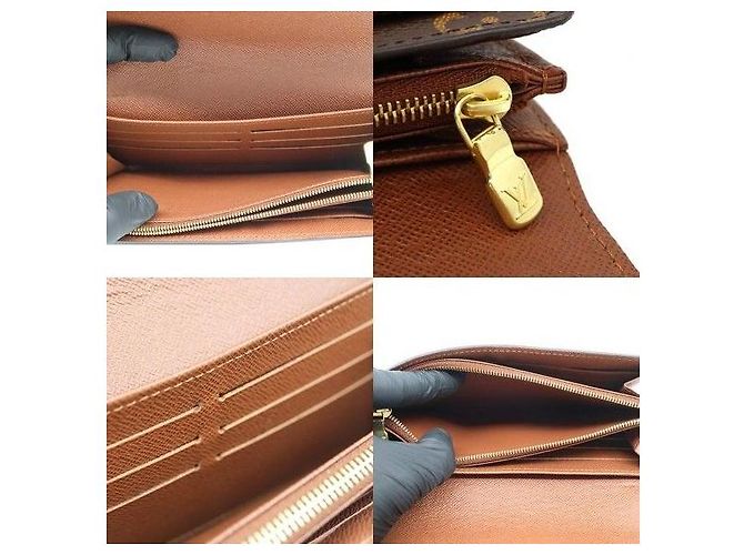 Louis Vuitton Portafoglio Sarah in pelle marrone e Monogram Canvas - vista 6