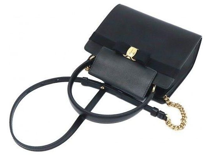 Salvatore Ferragamo Picca borsa a mano in vitello nero New Vara Bow - vista 4