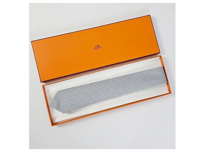 Hermès Silk Men's Tie in Grey - view 10