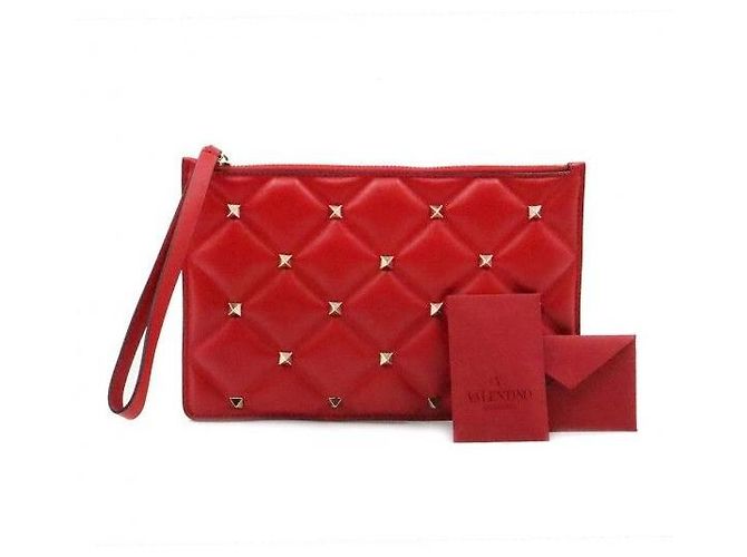 Valentino Clutch Gabardine Candy Studs rosso e oro - vista 2