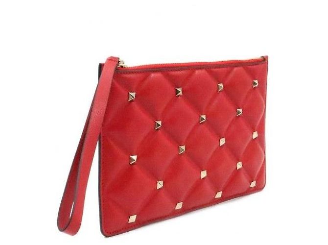 Valentino Clutch Gabardine Candy Studs rosso e oro - vista 3