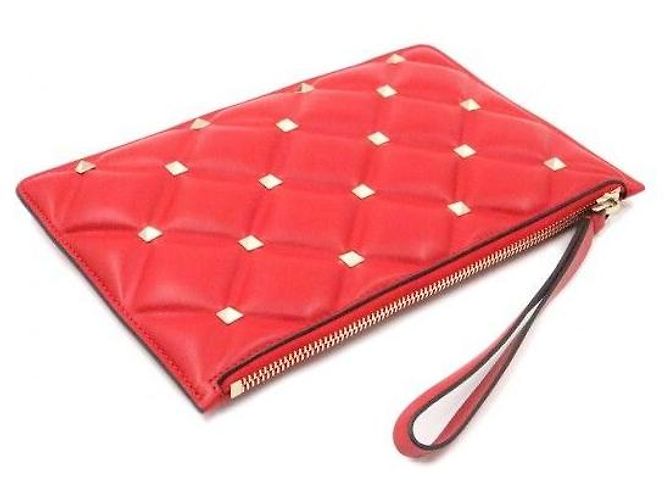 Valentino Clutch Gabardine Candy Studs rosso e oro - vista 5