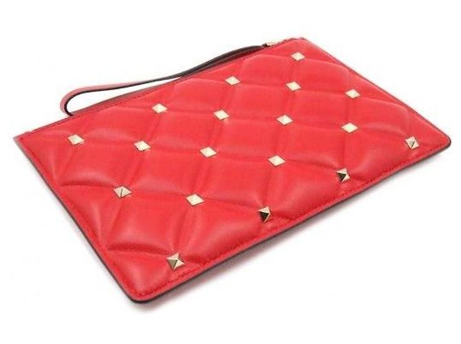 Valentino Clutch Gabardine Candy Studs rosso e oro - vista 6