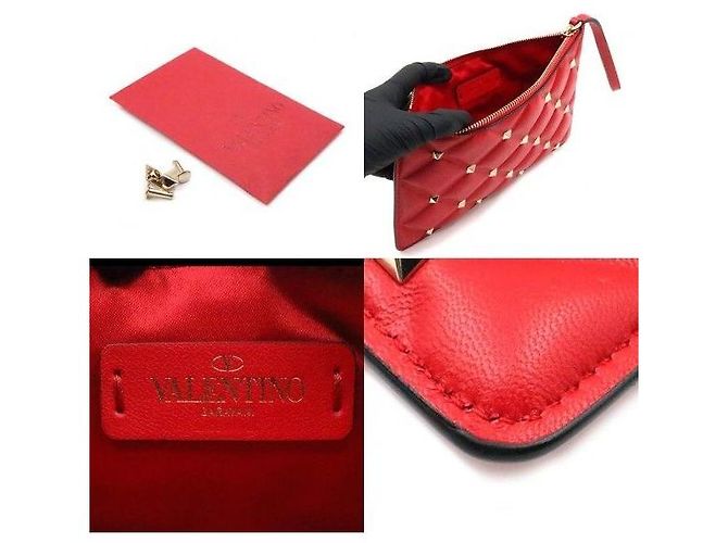 Valentino Clutch Gabardine Candy Studs rosso e oro - vista 7