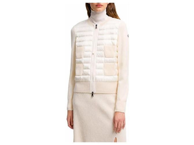 Moncler Cardigã de lã acolchoado com fecho éclair - vista 6