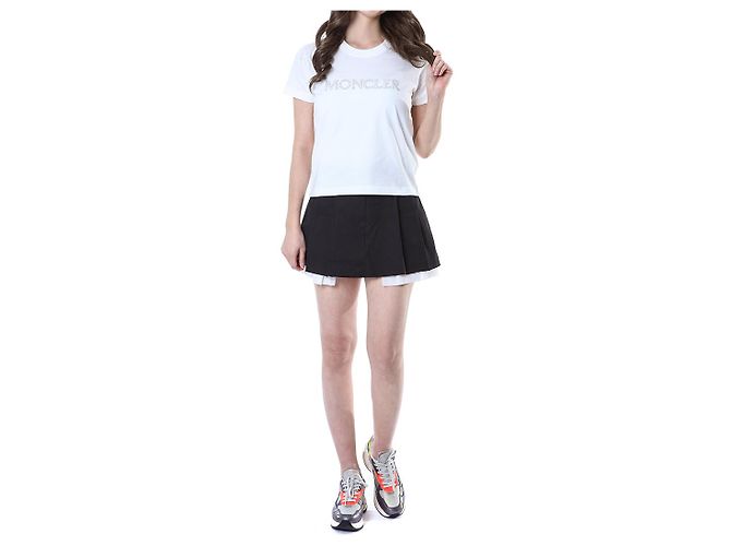 Moncler T-Shirt für Damen mit Kristall-Logo-Typo-Patch - Ansicht 5