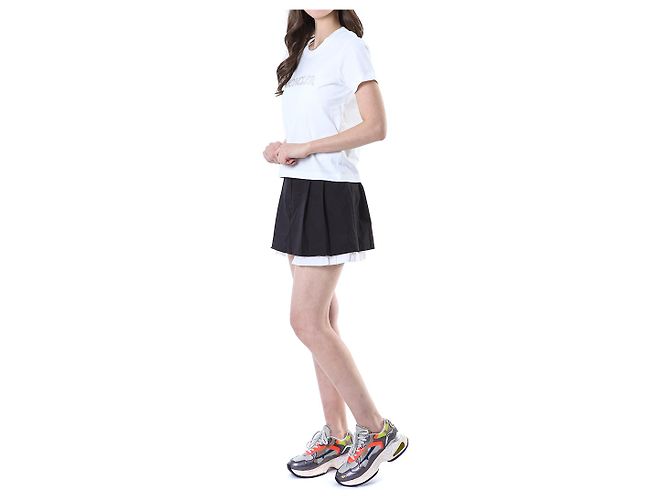 Moncler T-Shirt für Damen mit Kristall-Logo-Typo-Patch - Ansicht 8