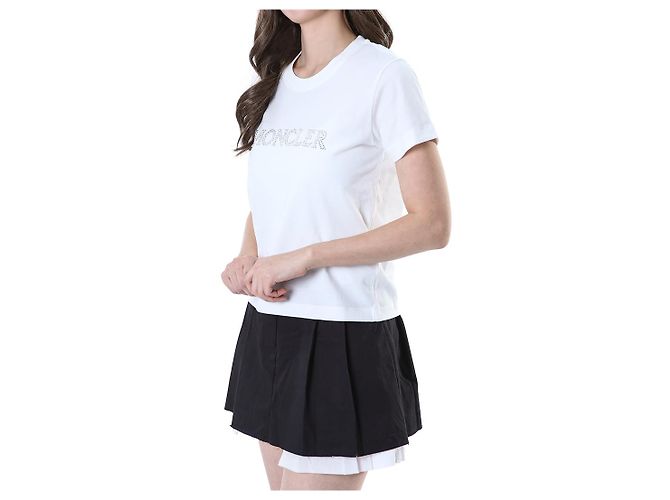 Moncler T-Shirt für Damen mit Kristall-Logo-Typo-Patch - Ansicht 9