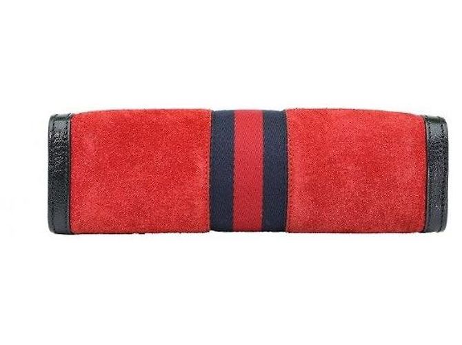 Gucci Picca borsa a tracolla in camoscio rosso con catena - vista 5