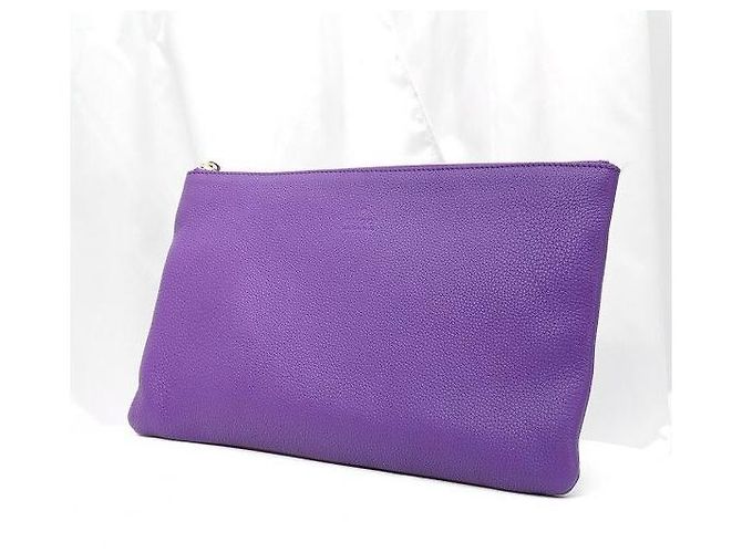 Bamboo Gucci Clutch Pouch in pelle di vitello viola con bambù - vista 3