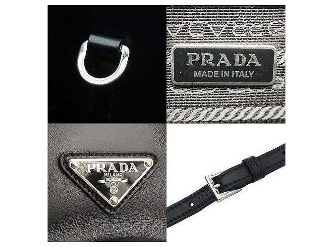 Prada Borsa Tote in pelle morbida nera con lettere embossed a triangolo - vista 7