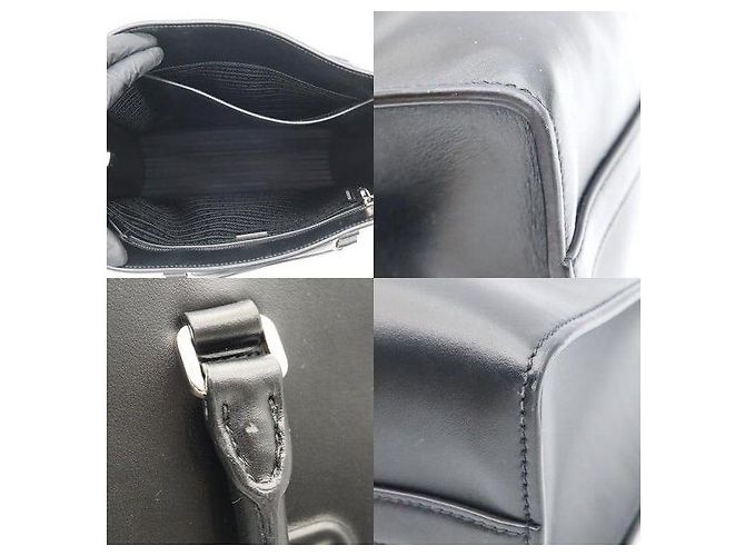 Prada Borsa Tote in pelle morbida nera con lettere embossed a triangolo - vista 8