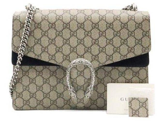 Gucci Borsa a tracolla Dionysus Medium Chain Nera GG Supreme Canvas - vista 2