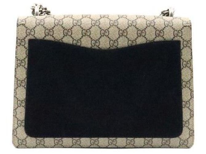Gucci Borsa a tracolla Dionysus Medium Chain Nera GG Supreme Canvas - vista 4