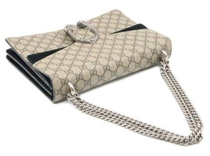 Gucci Borsa a tracolla Dionysus Medium Chain Nera GG Supreme Canvas - vista 5