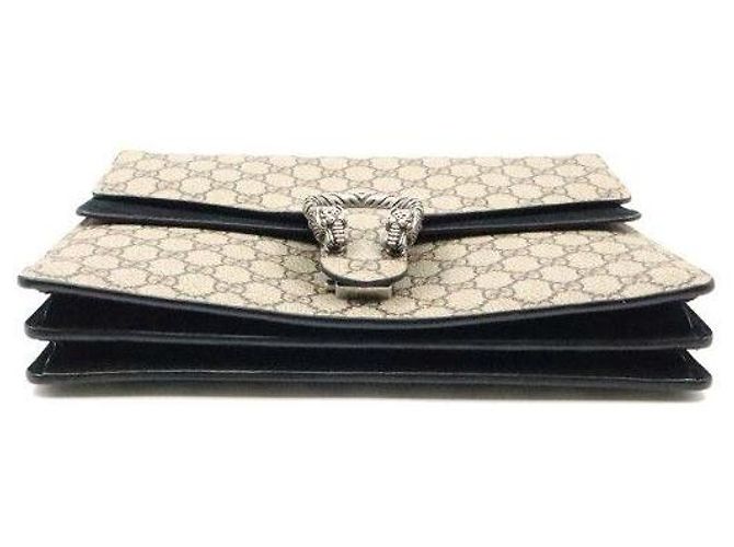 Gucci Borsa a tracolla Dionysus Medium Chain Nera GG Supreme Canvas - vista 6