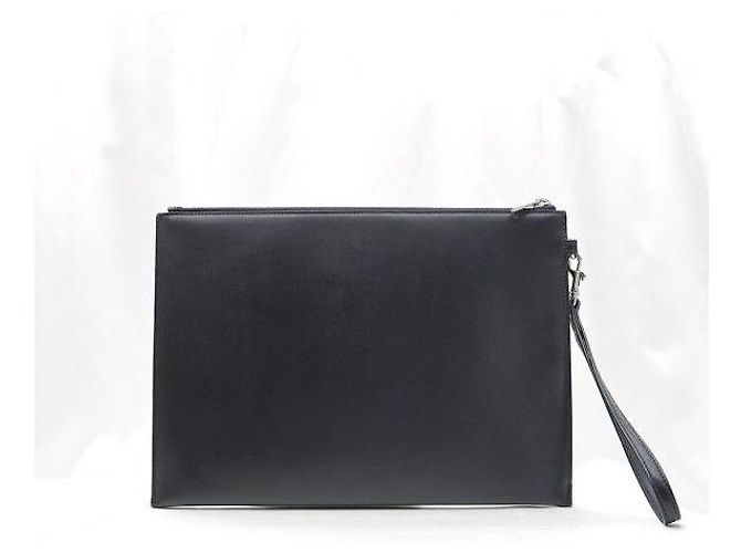 Autre Marque Clutch Tiny Pouch Monogram in pelle di vitello nera con tracolla - vista 4
