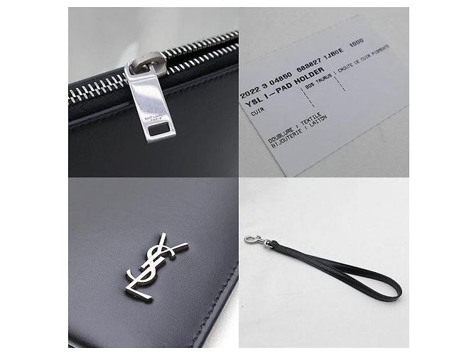 Autre Marque Clutch Tiny Pouch Monogram in pelle di vitello nera con tracolla - vista 7