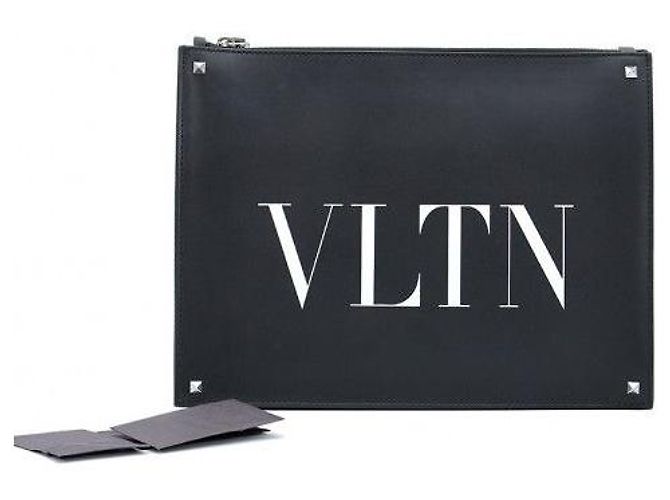 Valentino Clutch VLTN Rockstud Strap in pelle di vitello nera - vista 2