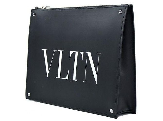 Valentino Clutch VLTN Rockstud Strap in pelle di vitello nera - vista 3