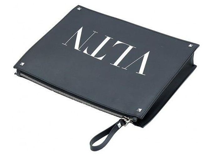 Valentino Clutch VLTN Rockstud Strap in pelle di vitello nera - vista 5