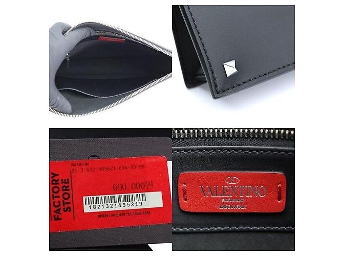 Valentino Clutch VLTN Rockstud Strap in pelle di vitello nera - vista 7