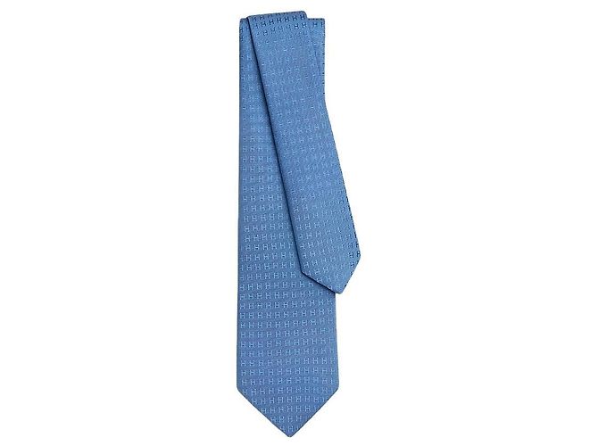 Gravata de seda Hermès Azul Skychelles - vista 2