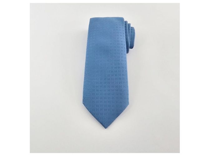 Gravata de seda Hermès Azul Skychelles - vista 5